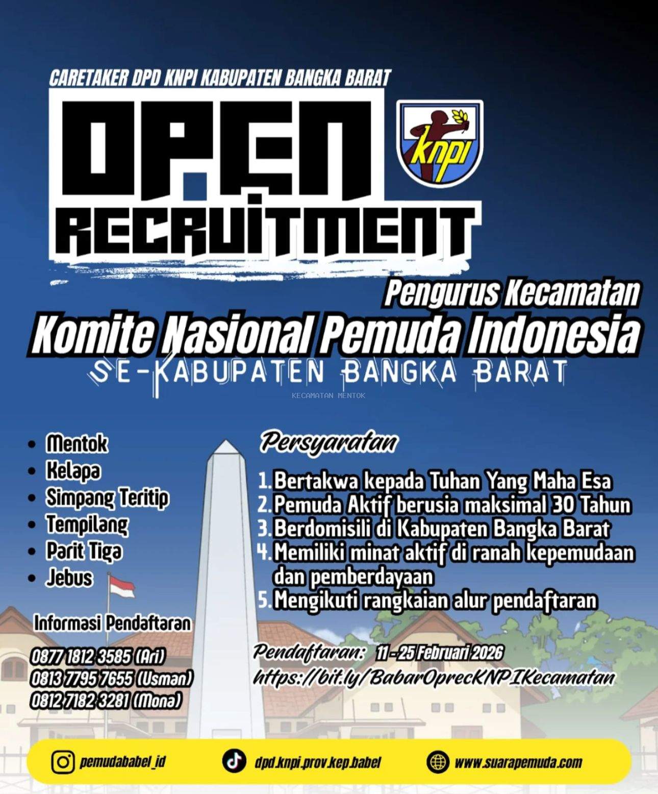 Open Recruitment  Pengurus Kecamatan KNPI Se-Kabupaten Bangka Barat